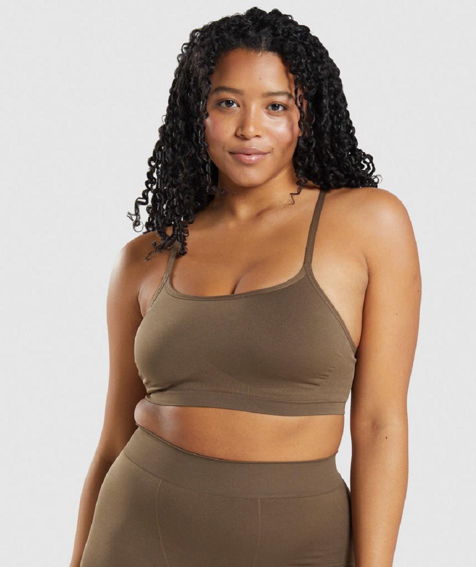 Bralette Gymshark Seamless Scoop Neck Mujer Marrones | CO 2964BEX